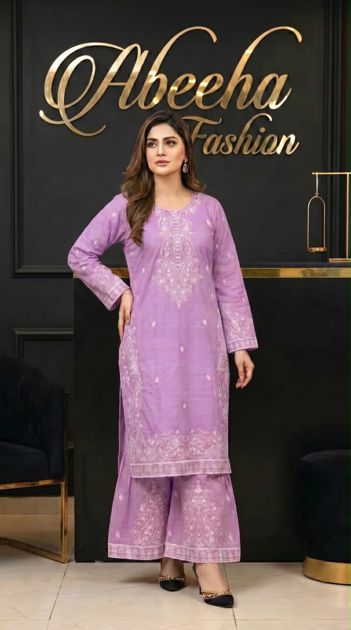 2 piece embroidered Stitched  doria lawn/cotton