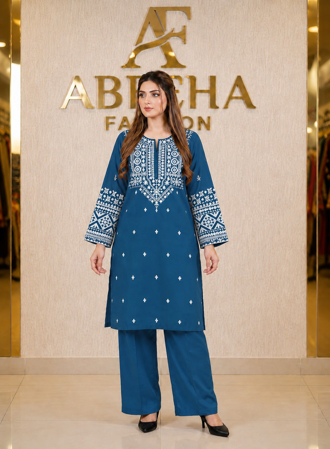 2 piece embroidered Stitched  doria lawn/cotton