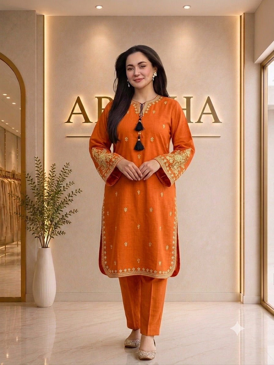 Ready-to-Wear Embroidered Doria Cotton 2-Piece Suit | Premium Quality