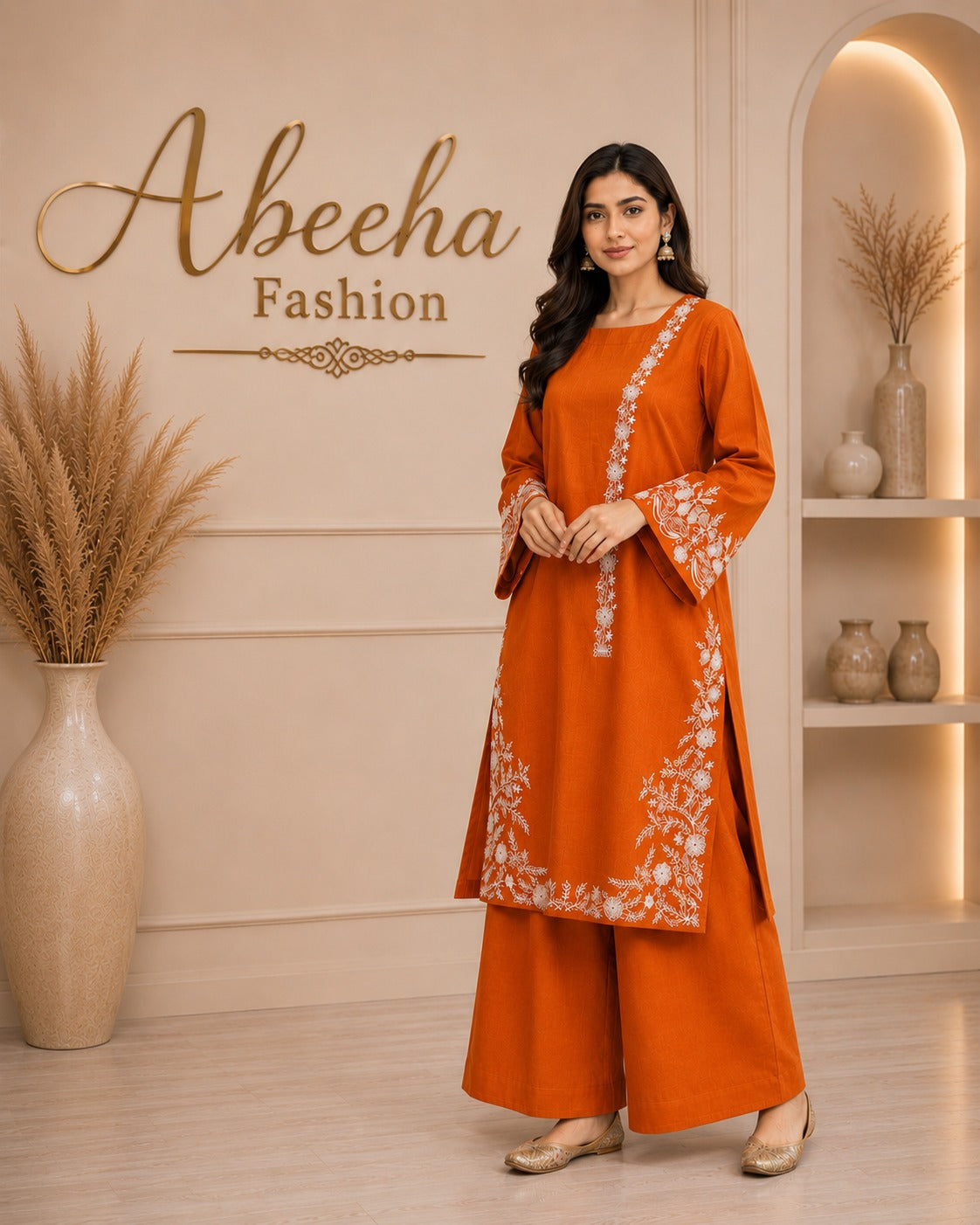 Stitched  2 piece Lawn cotton Embroidered
