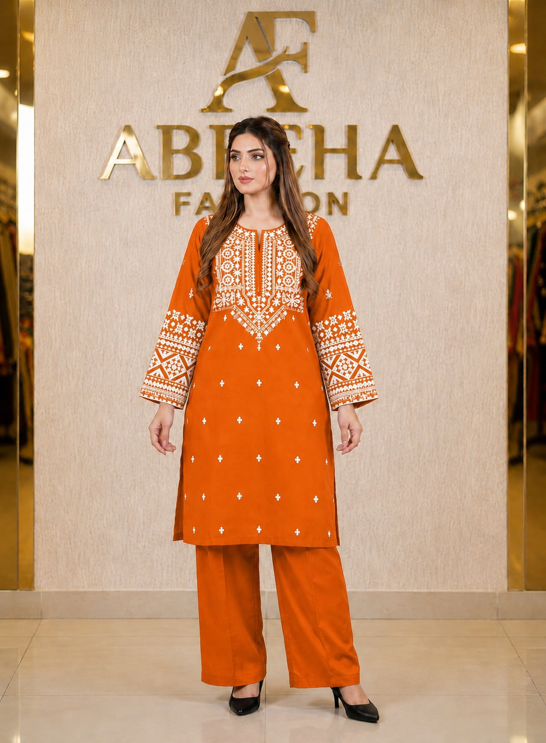2 piece embroidered Stitched  doria lawn/cotton