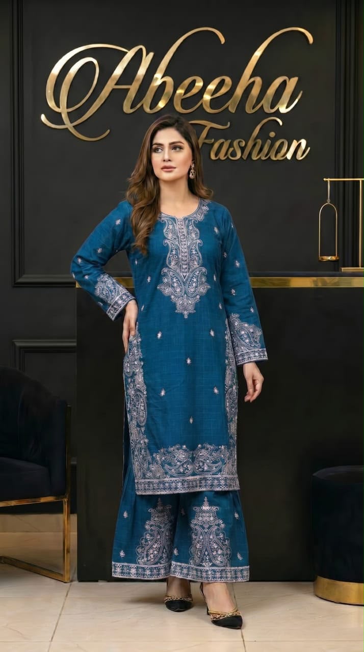 2 piece embroidered Stitched  doria lawn/cotton
