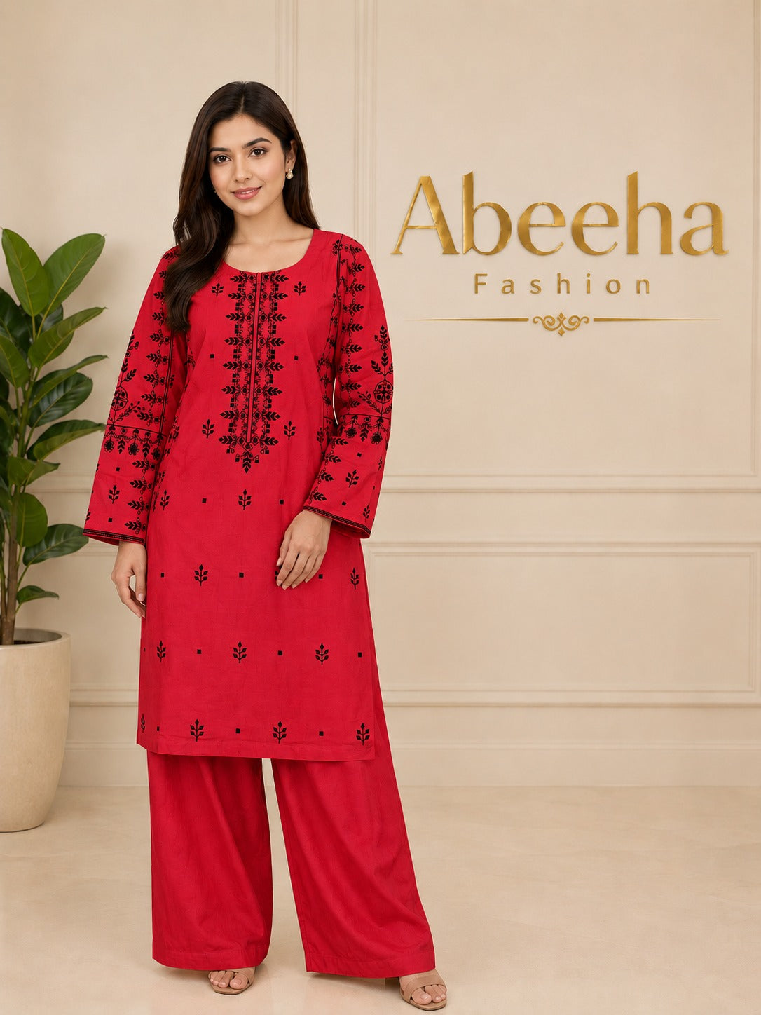 Stitched  2 piece Lawn cotton Embroidered