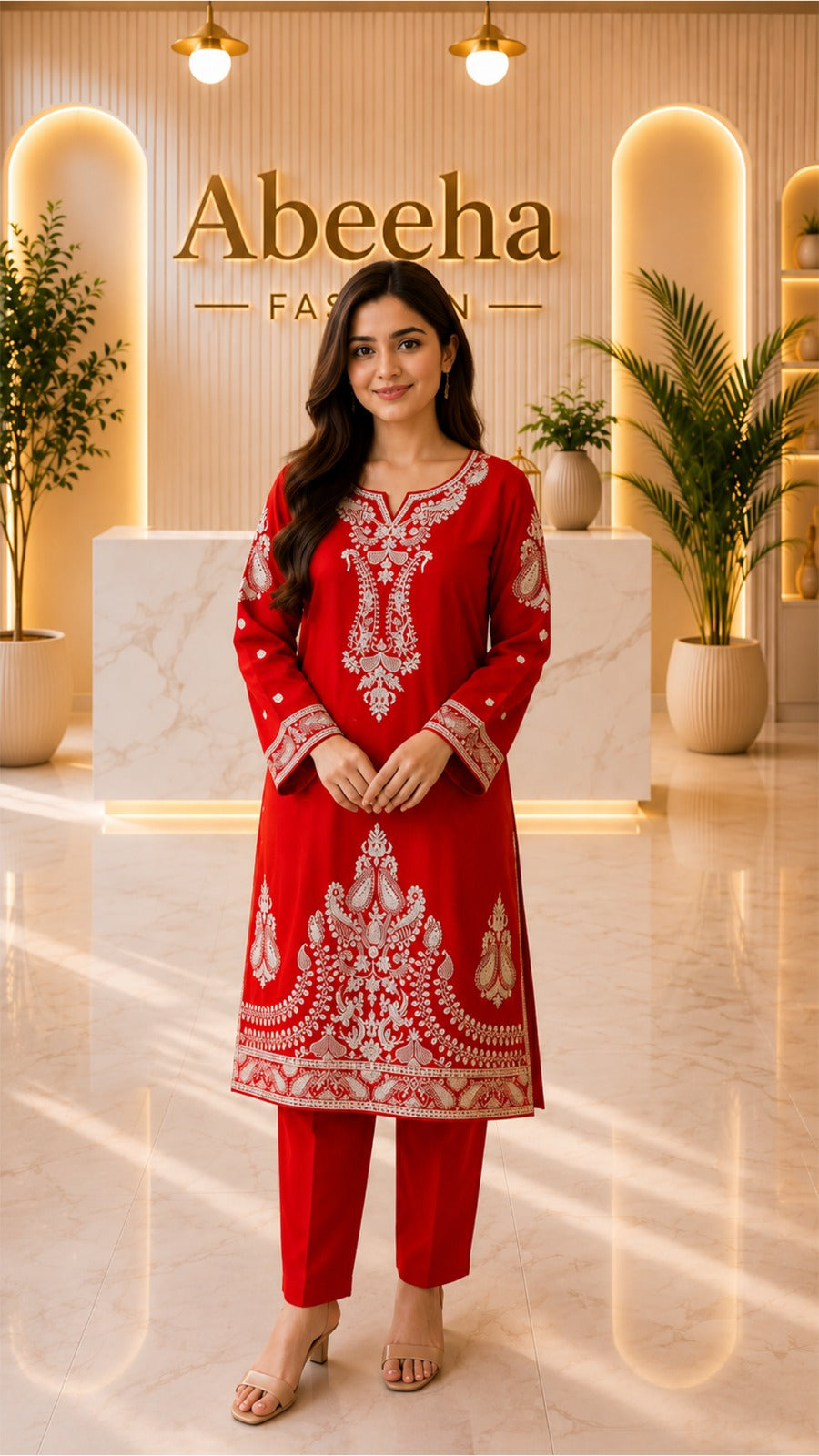 Stitched suit 2 piece embroidered   doria lawn/cotton