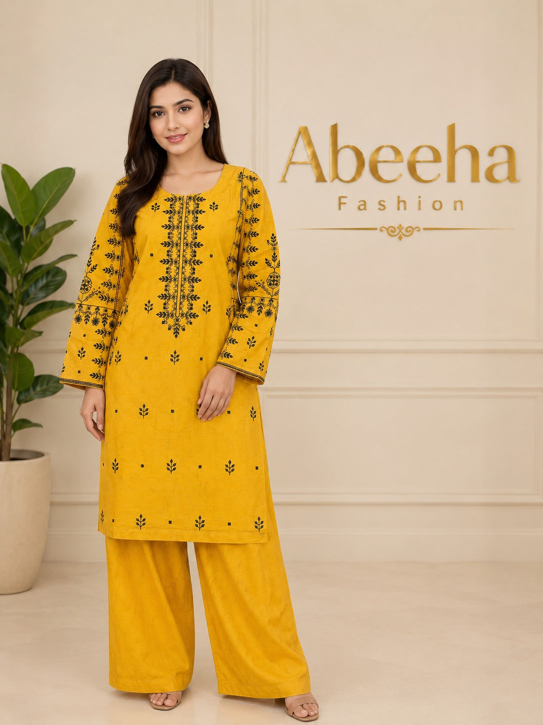 Stitched  2 piece Lawn cotton Embroidered