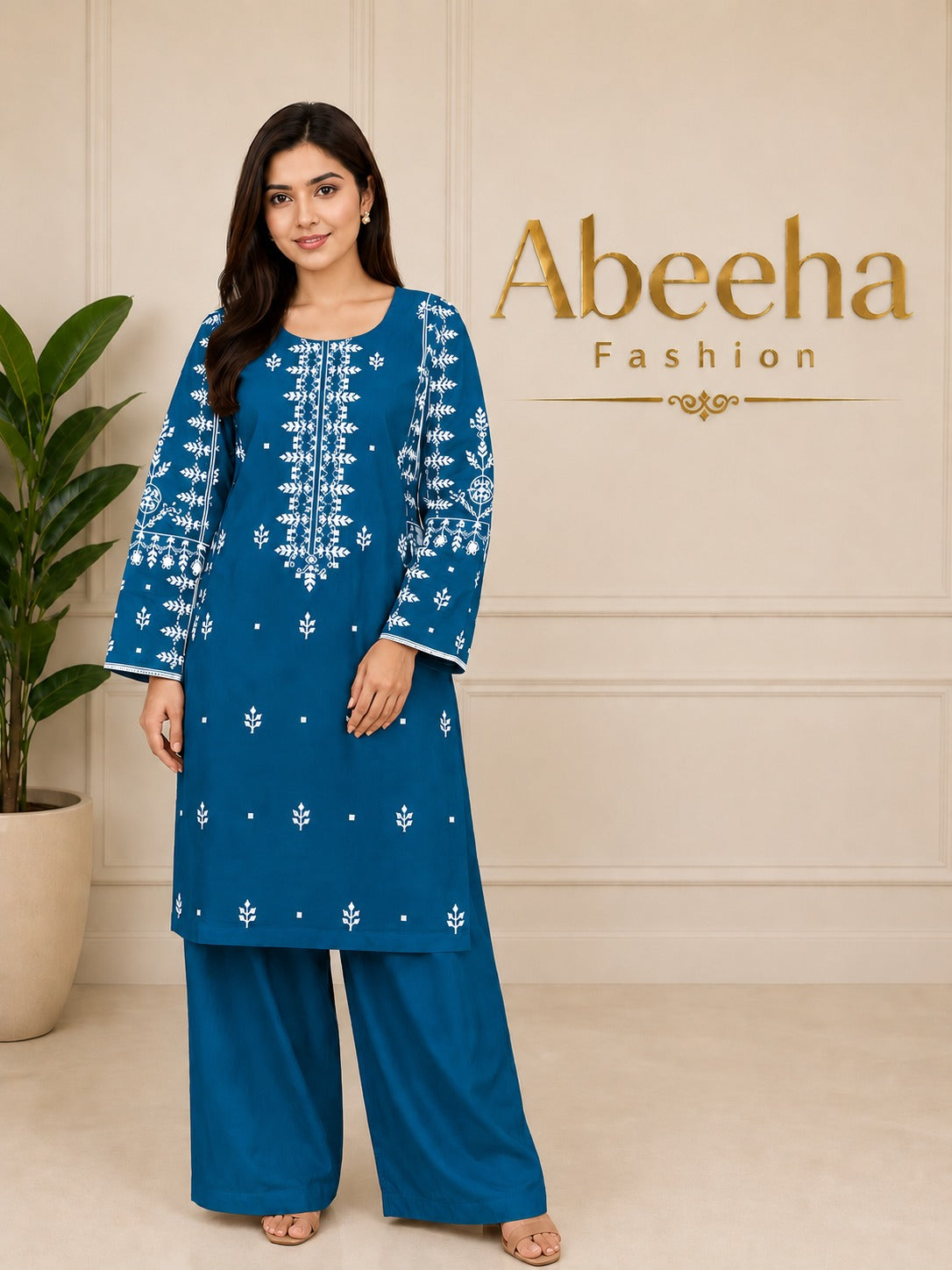 Stitched  2 piece Lawn cotton Embroidered
