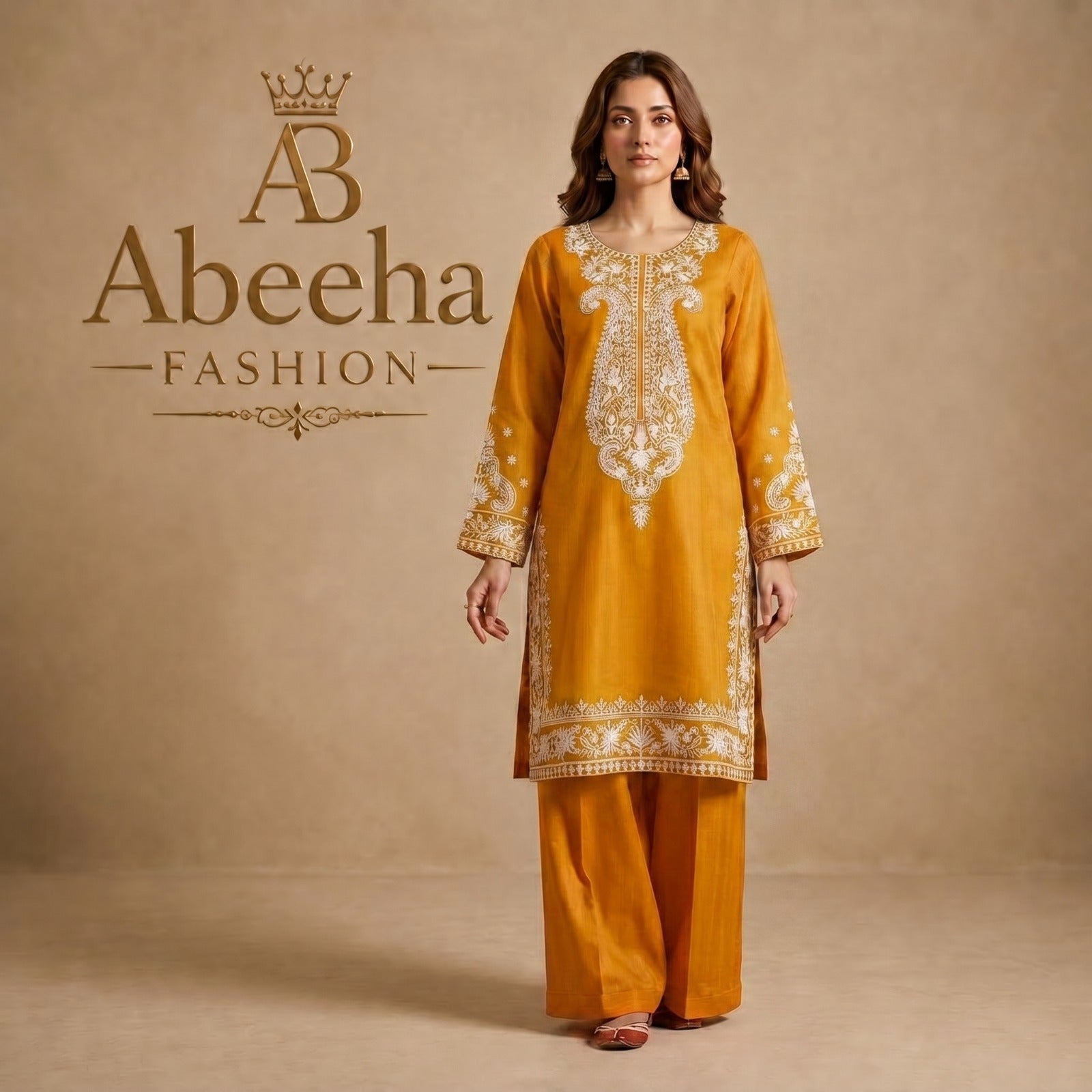 Stitched suit 2 piece embroidered   doria lawn/cotton
