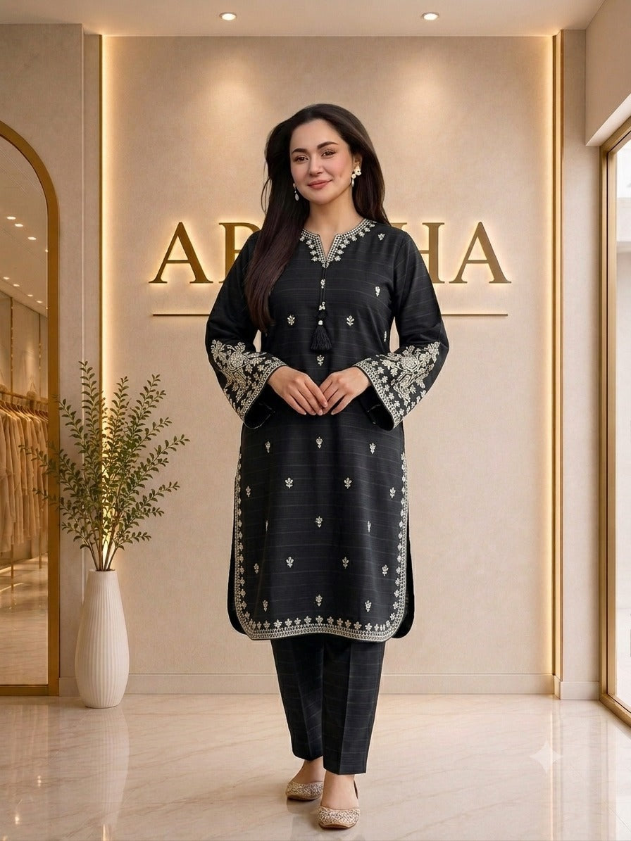 Ready-to-Wear Embroidered Doria Cotton 2-Piece Suit | Premium Quality