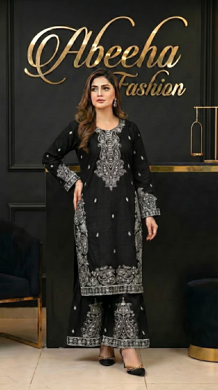 2 piece embroidered Stitched  doria lawn/cotton