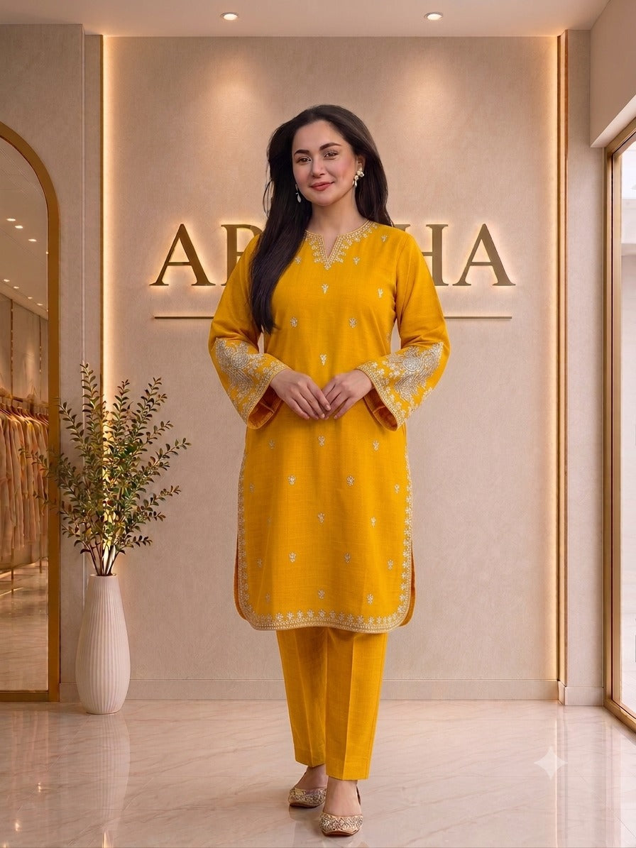 Ready-to-Wear Embroidered Doria Cotton 2-Piece Suit | Premium Quality
