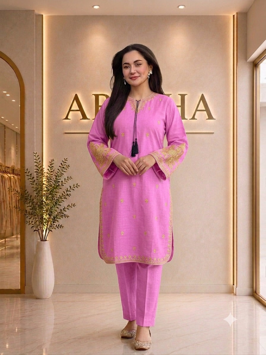 Ready-to-Wear Embroidered Doria Cotton 2-Piece Suit | Premium Quality