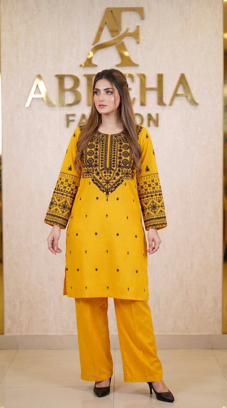 2 piece embroidered Stitched  doria lawn/cotton