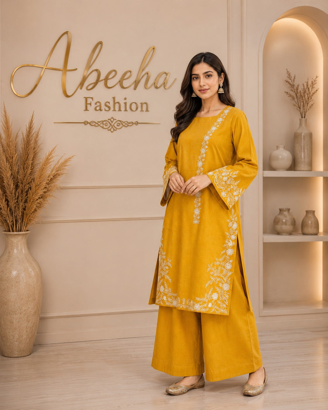 Stitched  2 piece Lawn cotton Embroidered