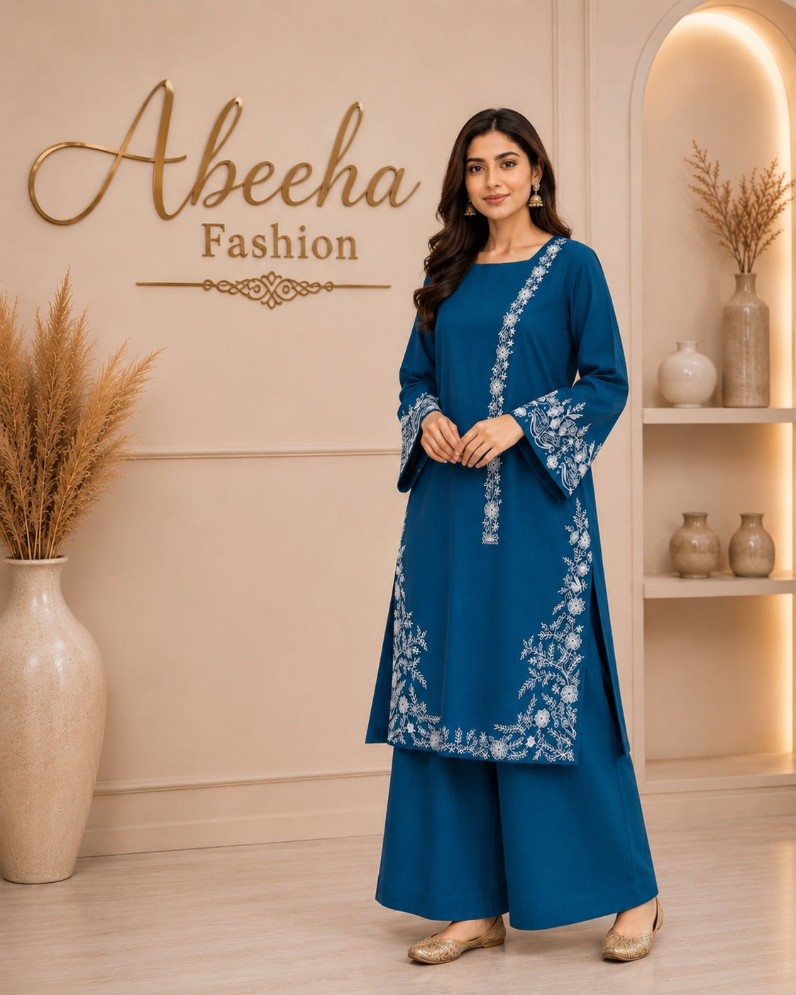 Stitched  2 piece Lawn cotton Embroidered