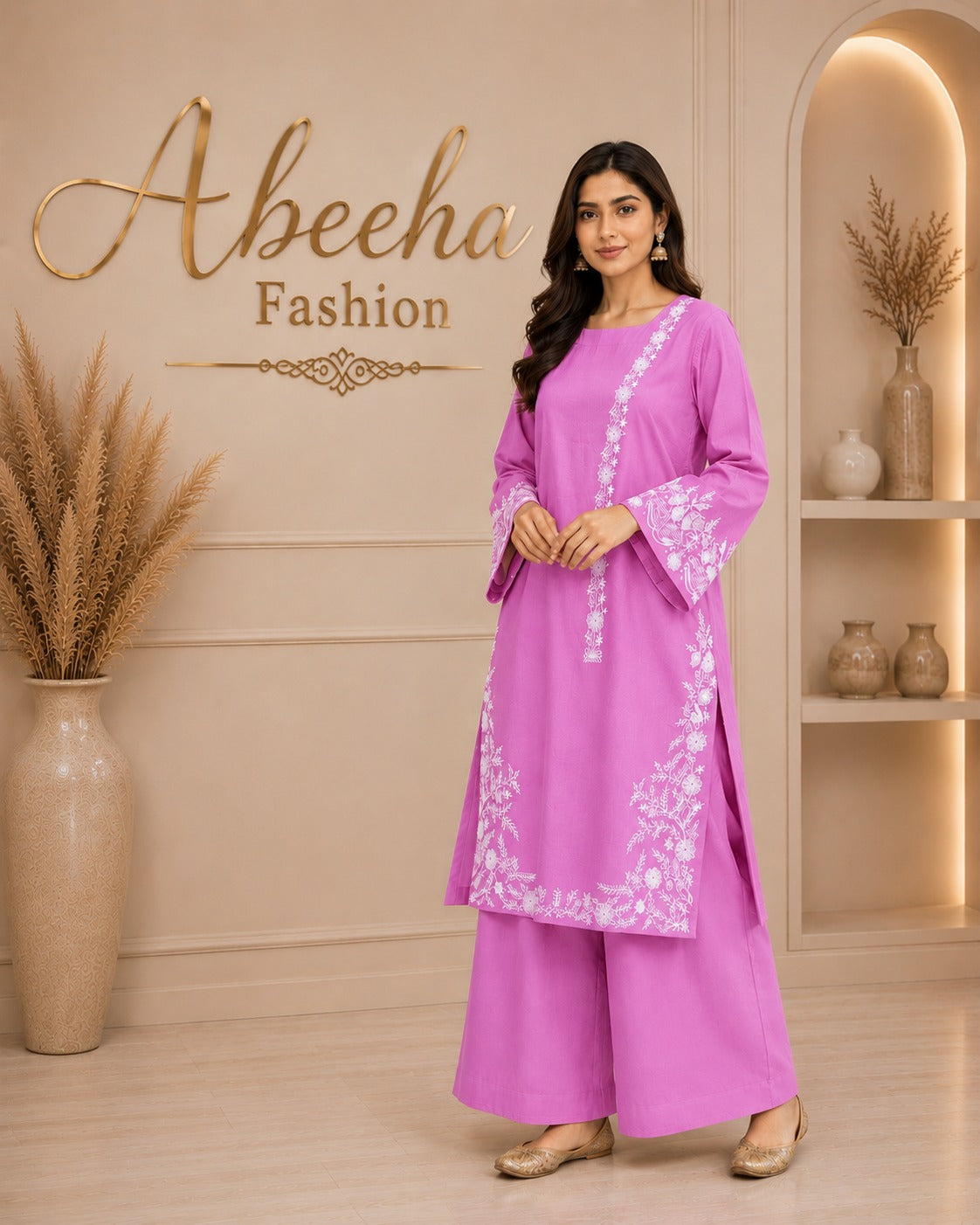 Stitched  2 piece Lawn cotton Embroidered