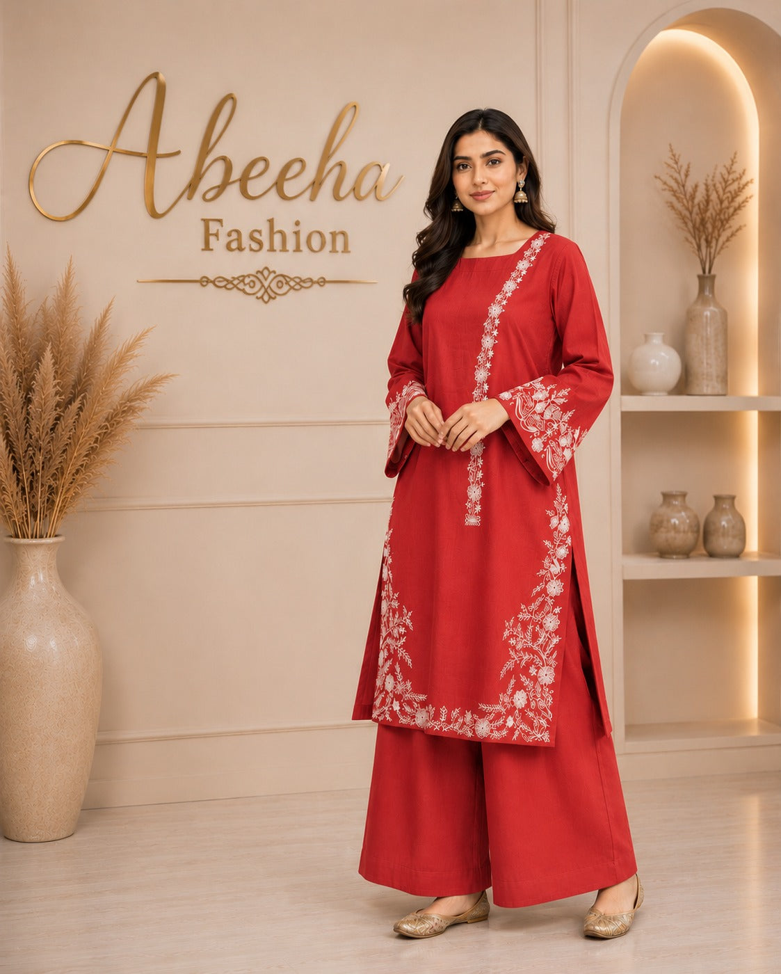 Stitched  2 piece Lawn cotton Embroidered